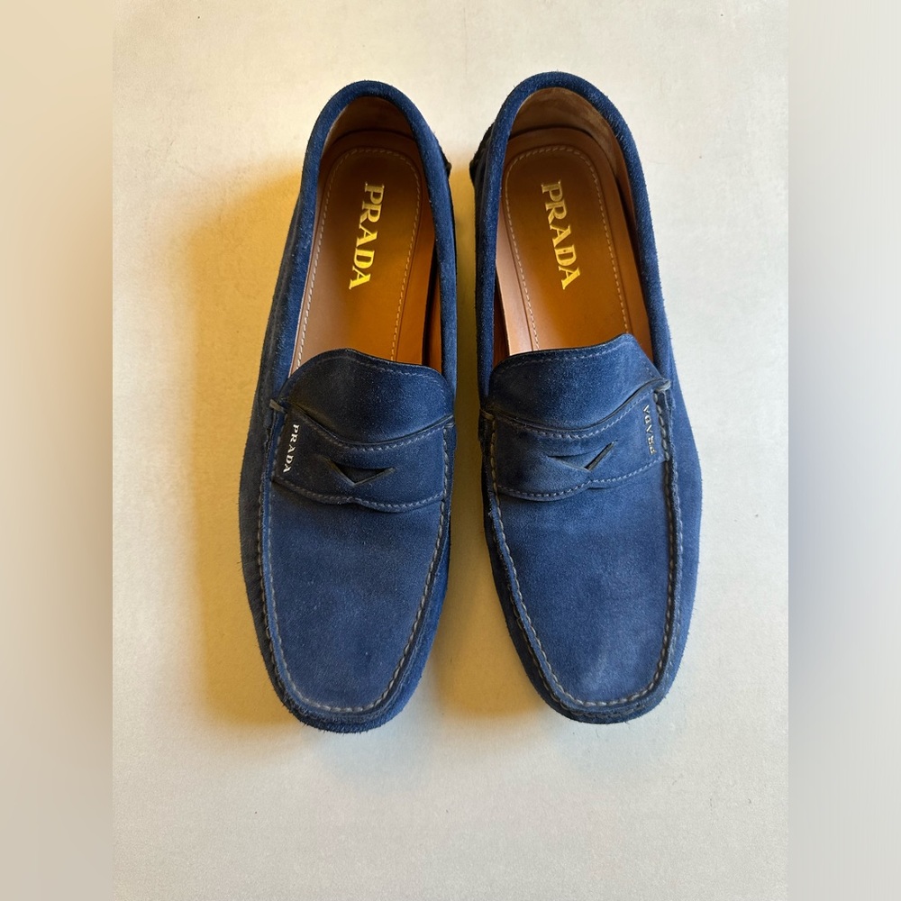 Prada blue suede Driving Loafers